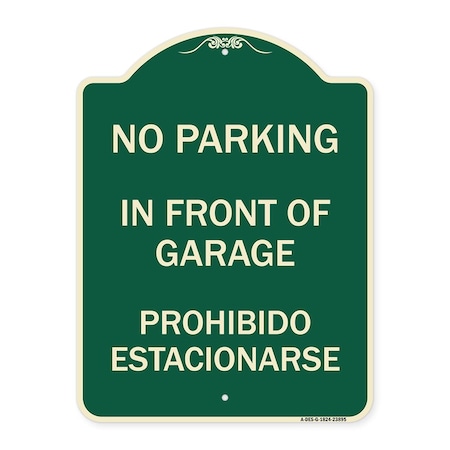 Signmission In Front of Garage Prohibido Estacionarse Heavy-Gauge Aluminum Sign, 24" x 18", G-1824-23895 A-DES-G-1824-23895